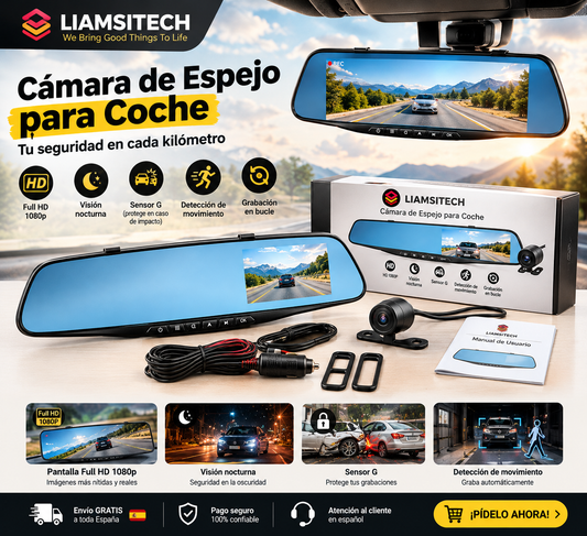 Telecamera per specchietto retrovisore auto Full HD 1080p
