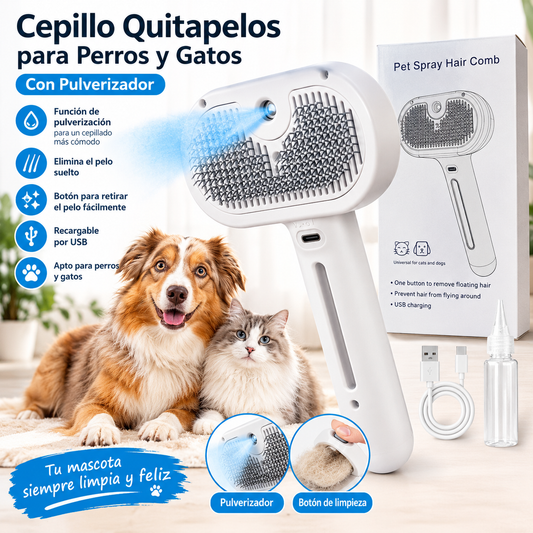 Spazzola leva peli per cani e gatti con nebulizzatore