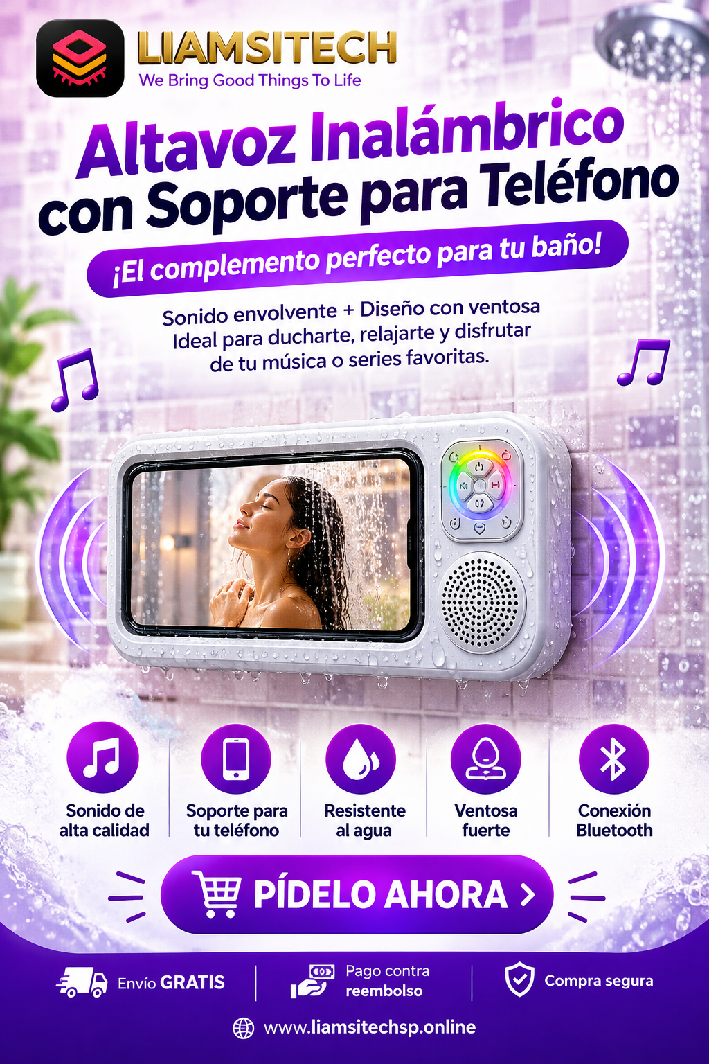 Altoparlante Bluetooth impermeabile per doccia | LIAMSITECH