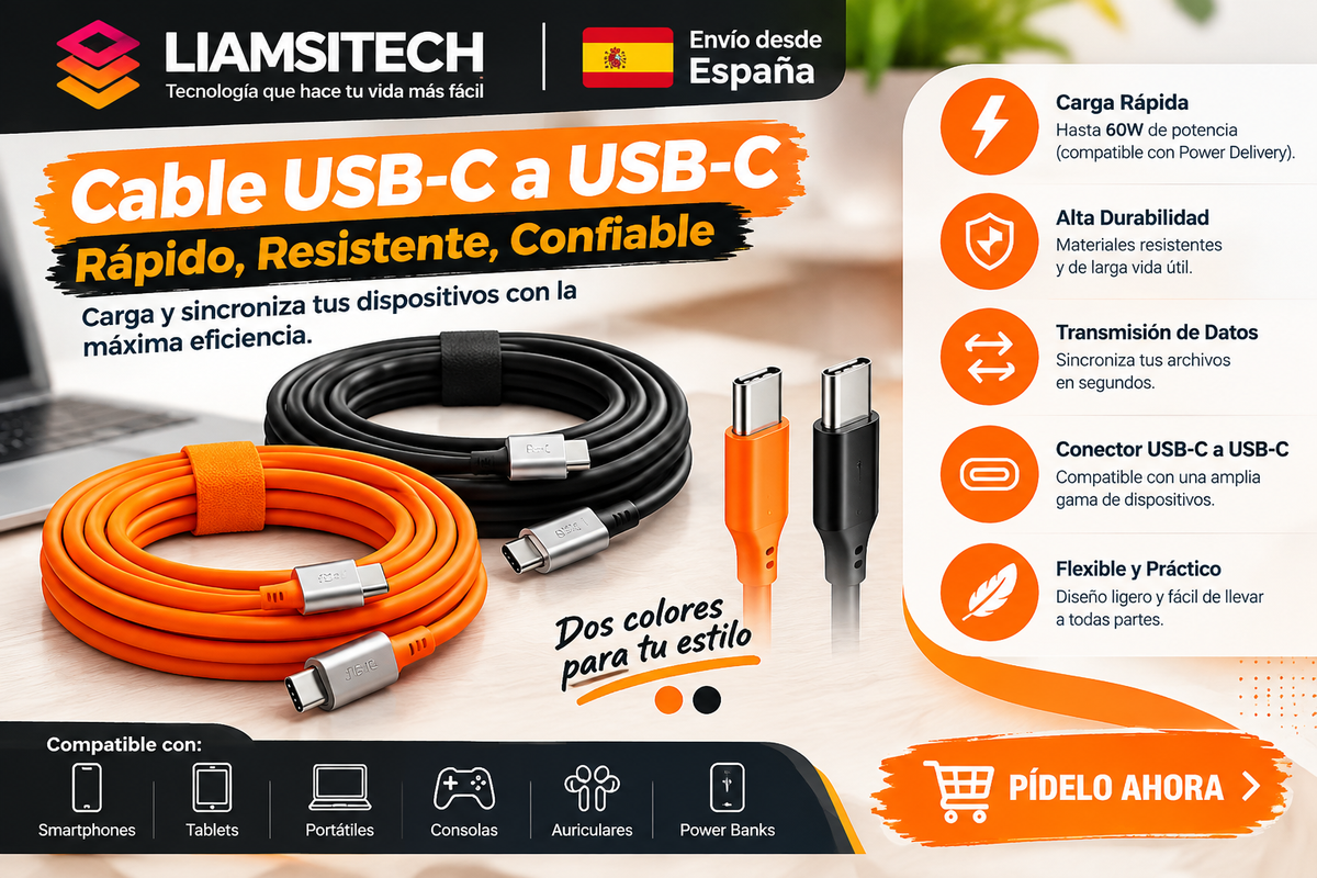 Cavo USB-C 3 in 1 con supporto per cellulare | Ricarica rapida | LIAMSITECH