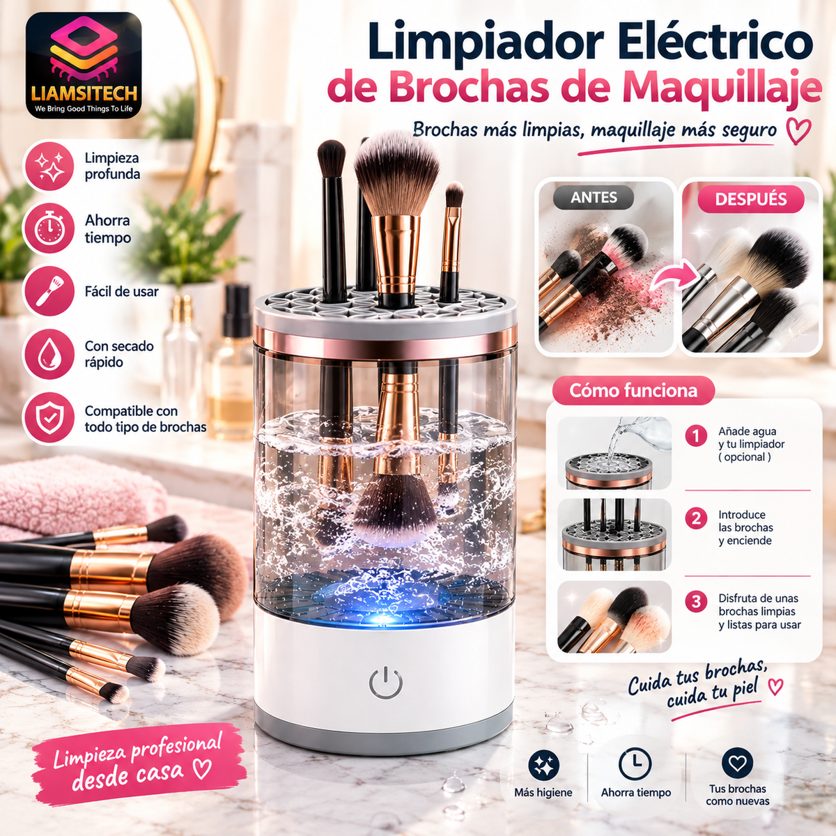 Pulitore Elettrico per Pennelli da Trucco