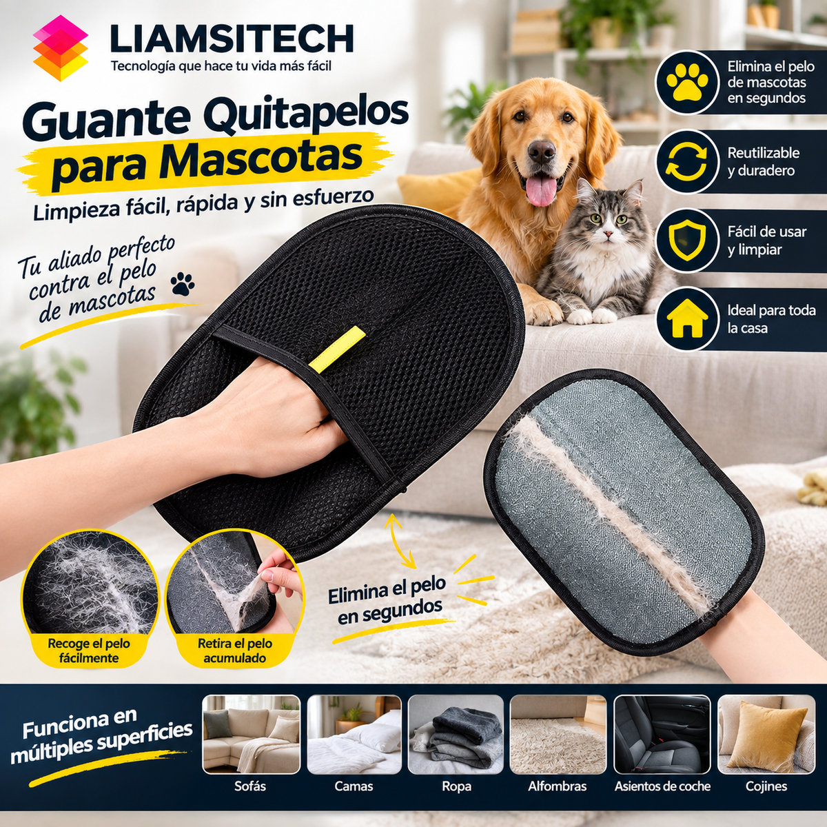 Guanto rimuovi-peli per animali domestici
